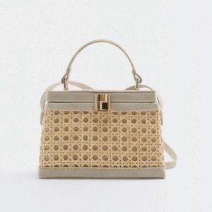 Zara woven rattan box bag NWT